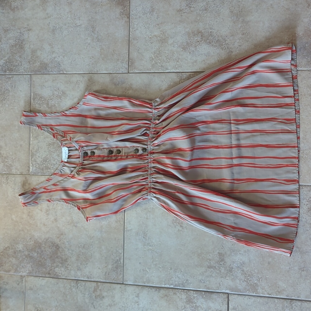 Cute beige and orange striped summer dress